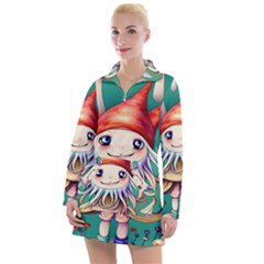 Toadstools For Charm Work Women s Long Sleeve Casual Dress