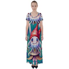 Toadstools For Charm Work High Waist Short Sleeve Maxi Dress