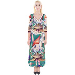 Toadstools For Charm Work Quarter Sleeve Wrap Maxi Dress