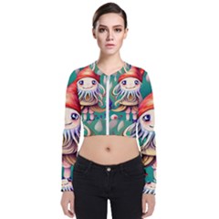 Toadstools For Charm Work Long Sleeve Zip Up Bomber Jacket