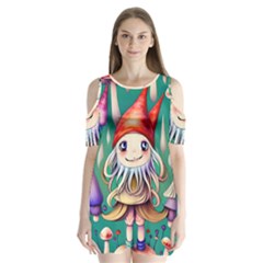 Toadstools For Charm Work Shoulder Cutout Velvet One Piece