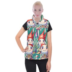 Toadstools For Charm Work Women s Button Up Vest