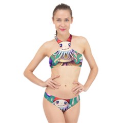 Toadstools For Charm Work High Neck Bikini Set