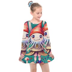 Toadstools For Charm Work Kids  Long Sleeve Dress