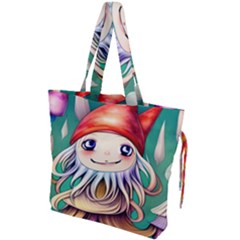 Toadstools For Charm Work Drawstring Tote Bag