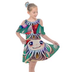 Toadstools For Charm Work Kids  Shoulder Cutout Chiffon Dress