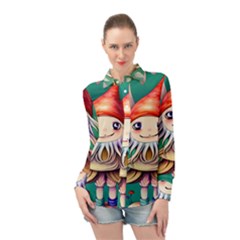 Toadstools For Charm Work Long Sleeve Chiffon Shirt