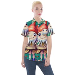 Toadstools For Charm Work Women s Short Sleeve Pocket Shirt