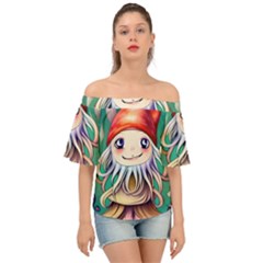 Toadstools For Charm Work Off Shoulder Short Sleeve Top