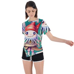 Toadstools For Charm Work Asymmetrical Short Sleeve Sports Tee