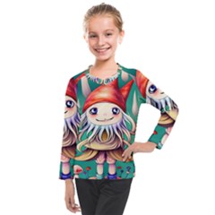 Toadstools For Charm Work Kids  Long Mesh Tee