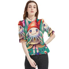 Toadstools For Charm Work Frill Neck Blouse