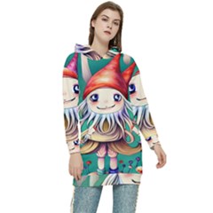 Toadstools For Charm Work Women s Long Oversized Pullover Hoodie