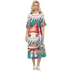 Toadstools For Charm Work Double Cuff Midi Dress