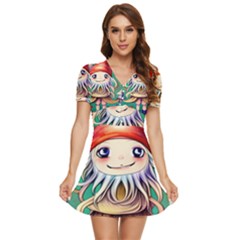 Toadstools For Charm Work V-Neck High Waist Chiffon Mini Dress