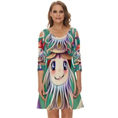 Toadstools For Charm Work Shoulder Cut Out Zip Up Dress