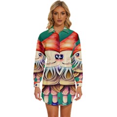 Toadstools For Charm Work Womens Long Sleeve Shirt Dress