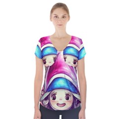 Magic Mushrooms For Conjuring Short Sleeve Front Detail Top by GardenOfOphir