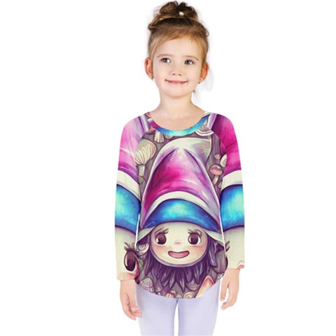 Magic Mushrooms For Conjuring Kids  Long Sleeve Tee by GardenOfOphir