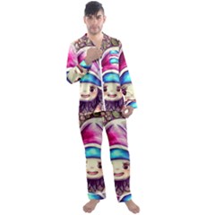 Magic Mushrooms For Conjuring Men s Long Sleeve Satin Pajamas Set by GardenOfOphir