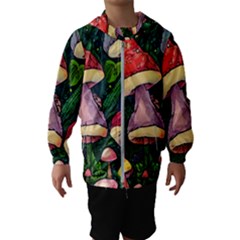 Sacred Mushrooms For Necromancy Kids  Hooded Windbreaker by GardenOfOphir