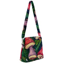 Sacred Mushrooms For Necromancy Zipper Messenger Bag by GardenOfOphir