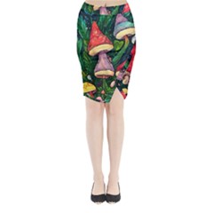 Sacred Mushrooms For Necromancy Midi Wrap Pencil Skirt