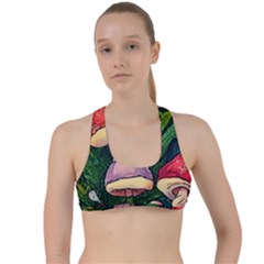 Sacred Mushrooms For Necromancy Criss Cross Racerback Sports Bra by GardenOfOphir