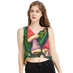 Sacred Mushrooms For Necromancy V-neck Cropped Tank Top by GardenOfOphir