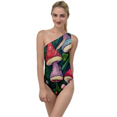 Sacred Mushrooms For Necromancy To One Side Swimsuit by GardenOfOphir