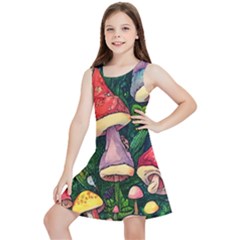 Sacred Mushrooms For Necromancy Kids  Lightweight Sleeveless Dress by GardenOfOphir