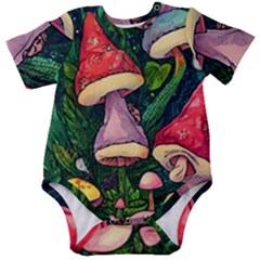 Sacred Mushrooms For Necromancy Baby Short Sleeve Bodysuit by GardenOfOphir