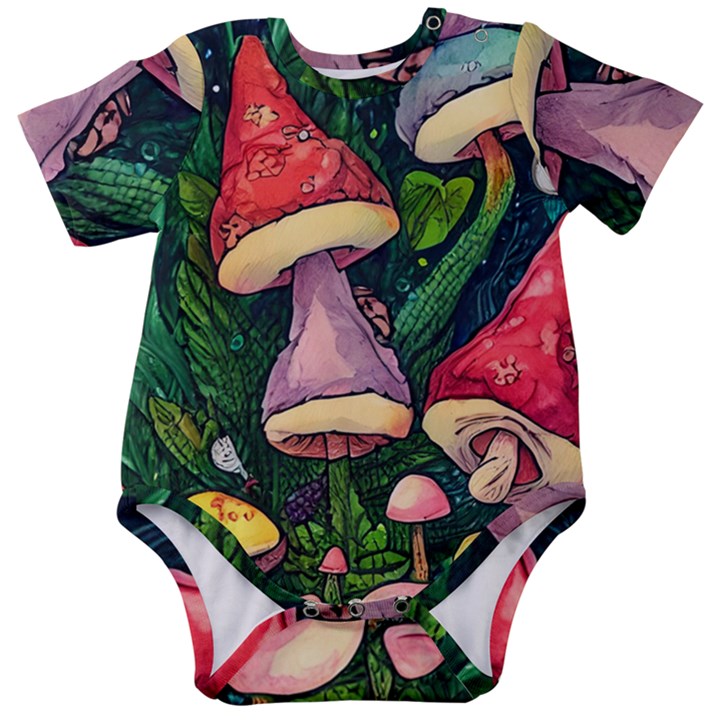 Sacred Mushrooms For Necromancy Baby Short Sleeve Bodysuit