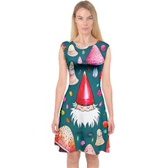 Mushrooms (228) Capsleeve Midi Dress by GardenOfOphir