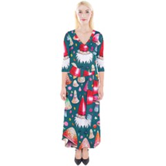 Mushrooms (228) Quarter Sleeve Wrap Maxi Dress by GardenOfOphir