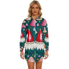 Mushrooms (228) Womens Long Sleeve Shirt Dress