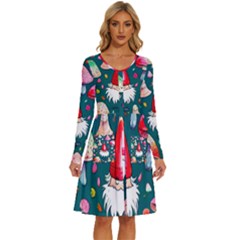 Mushrooms (228) Long Sleeve Dress With Pocket