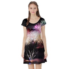 Firework Short Sleeve Skater Dress by artworkshop