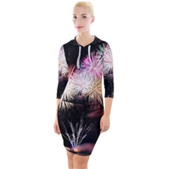 Firework Quarter Sleeve Hood Bodycon Dress by artworkshop