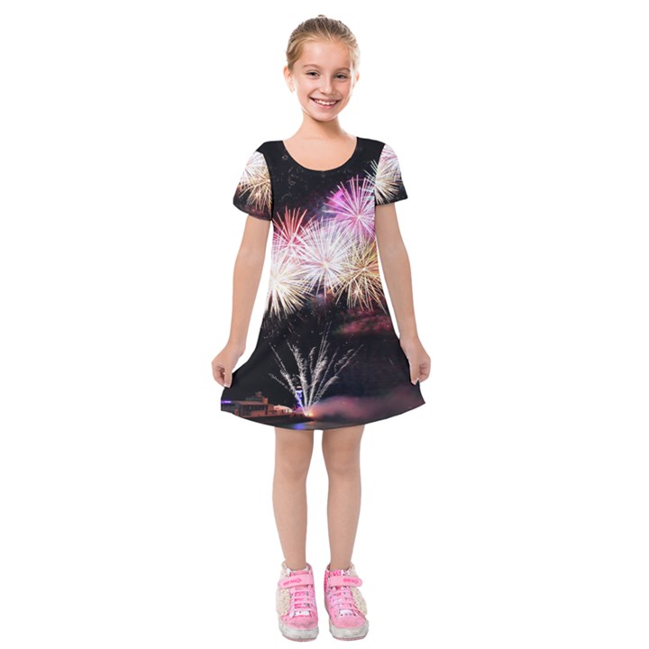 Firework Kids  Short Sleeve Velvet Dress