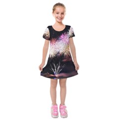 Firework Kids  Short Sleeve Velvet Dress by artworkshop