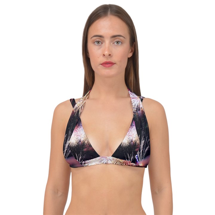 Firework Double Strap Halter Bikini Top