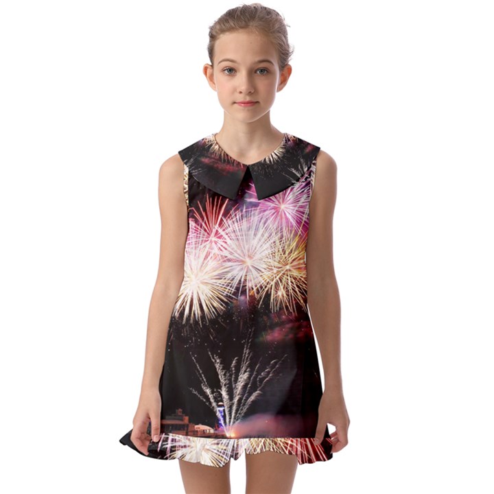 Firework Kids  Pilgrim Collar Ruffle Hem Dress