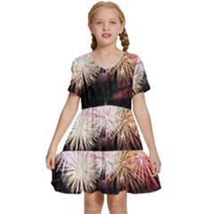 Firework Kids  Short Sleeve Tiered Mini Dress by artworkshop