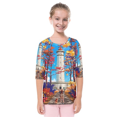 Lighthouse Kids  Quarter Sleeve Raglan Tee by artworkshop