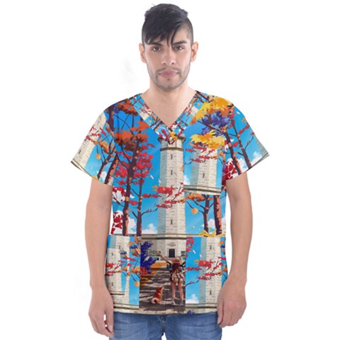 Lighthouse Men s V-neck Scrub Top by artworkshop