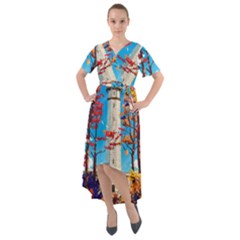 Lighthouse Front Wrap High Low Dress by artworkshop