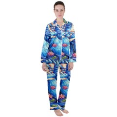 Mermay Women s Long Sleeve Satin Pajamas Set	 by artworkshop