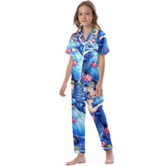 Mermay Kids  Satin Short Sleeve Pajamas Set by artworkshop