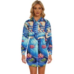 Mermay Womens Long Sleeve Shirt Dress